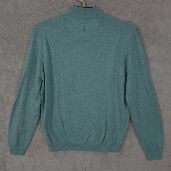 Johnnie O Quarter Zip Sweater Cotton Silk Blend Athleisure Size M Green Golf - Picture 3 of 14